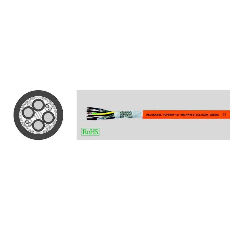 Energiekabel < 1 kV, für ortsveränderlichen Einsatz HEL T 121 (4x1,5+2x(2x0,5 T121 (4x1,5+2x(2x0,5 Motor,Servo,GeberR50 − 50 Meter