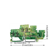 WAGO - Schutzleiter-Reihenklemme Doppelstockklemme 870-1137 2,5 mm²,grün-gelb − 50 Stück