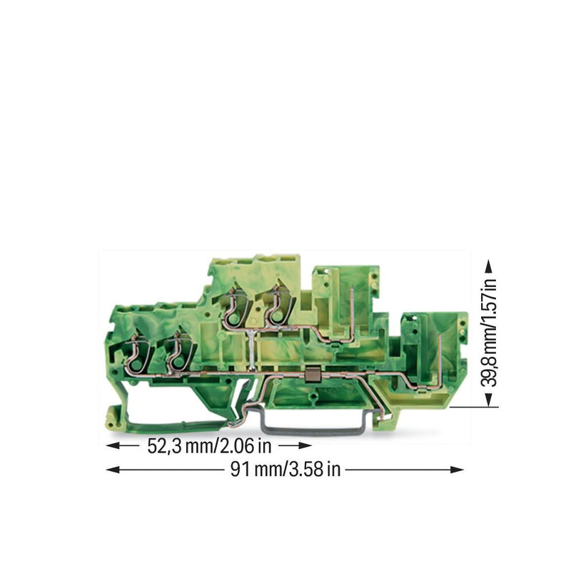 WAGO - Schutzleiter-Reihenklemme Doppelstockklemme 870-1137 2,5 mm²,grün-gelb − 50 Stück