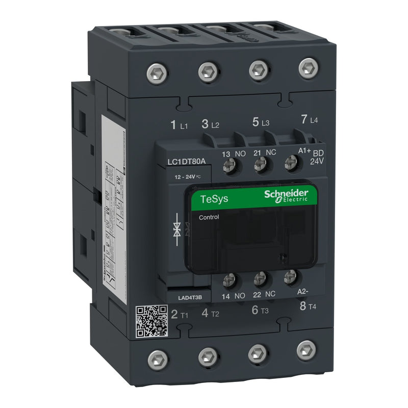 Schneider Electric - Leistungsschütz zum Schalten von Wechselstrom Leistungsschütz LC1DT80ABD 4P,80A,24VDC