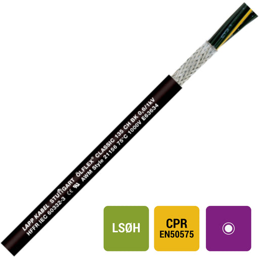 Lapp Kabel&Leitung - Energiekabel >= 1 kV, für ortsveränderlichen Einsatz ÖLFLEX CLASSIC 135 CH BK 1123465/1000 0,6/1 kV 12G1 − 1000 Meter