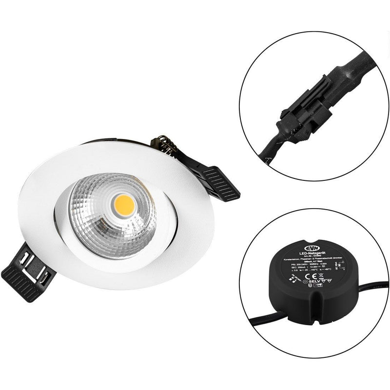 EVN Lichttechnik - Downlight/Strahler/Flutlicht LED-Einbauleuchte 230V S060102 830, dim., ws