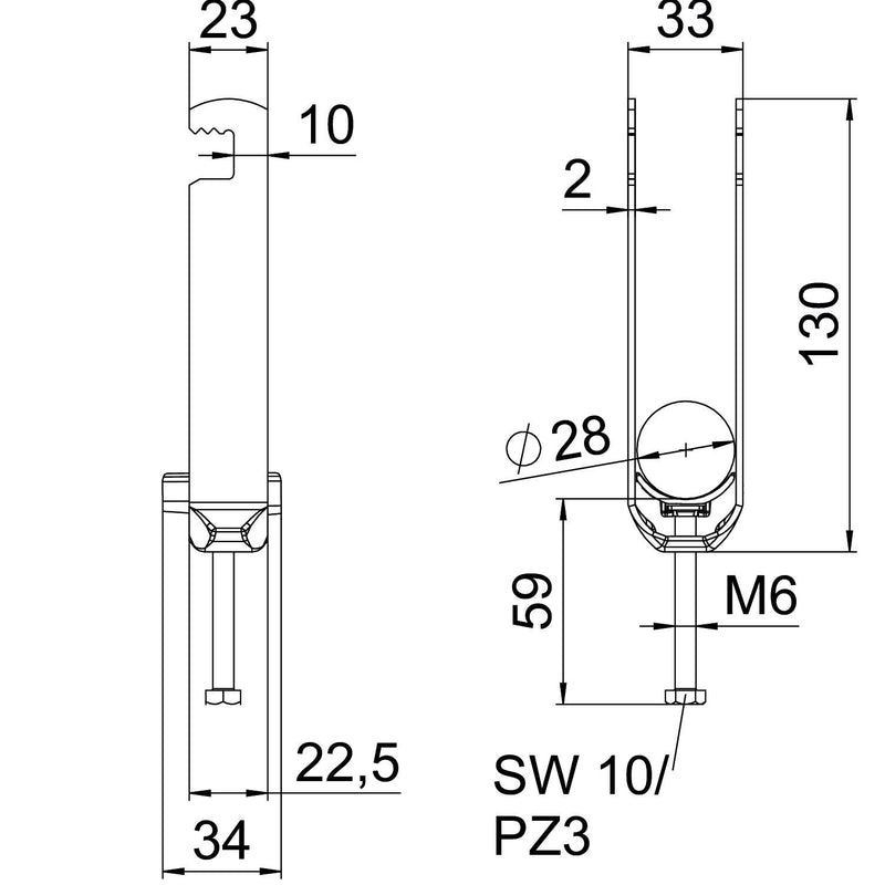 OBO Bettermann - Bügelschelle BS-F3-K-28 FT 3-fach − 50 Stück