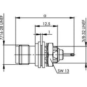 Telegärtner - Koax-Steckverbinder TNC-Einbaubuchse 50Ohm 100023759 isolierter Einbau