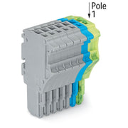 WAGO - Ein- und mehrpolige Klemmenleiste 1-Leiter-Federleiste 2020-108/000-038 1,5 mm²,gr/bl/gn-ge − 25 Stück