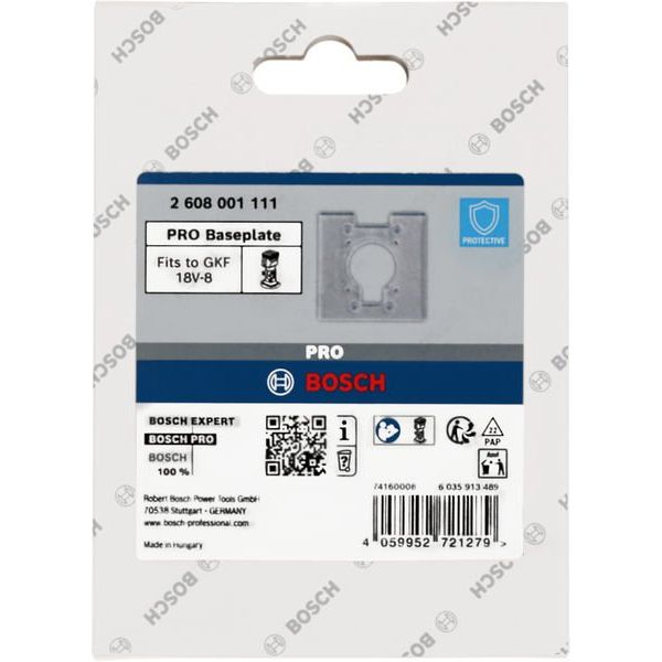 Bosch - Systemzubehör für Fräsen (Akku/elektrisch) PRO Grundplatte, 2608001111 quadratisch 7 x 96 x