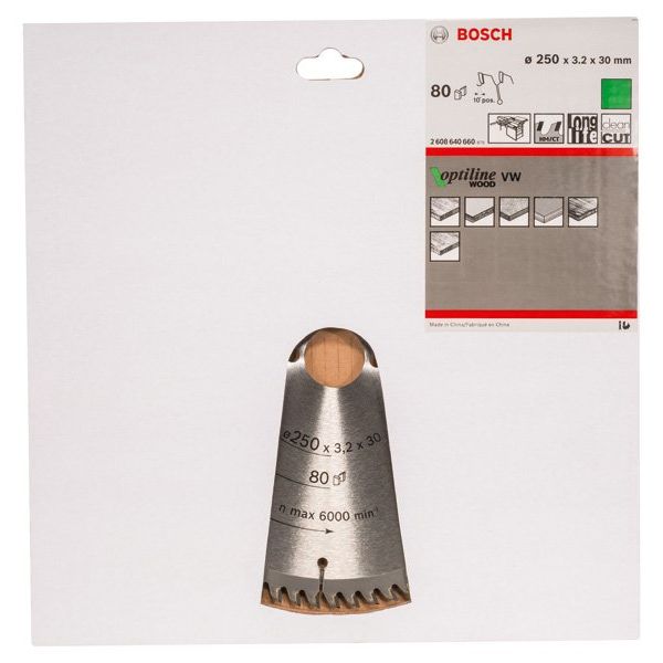 Bosch - Kreissägeblatt PRO Wood Kreissägeblatt, 2608640660 250 x 3,2 x 30 mm