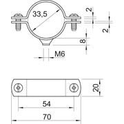 OBO Bettermann - Befestigungsschelle für Kabel/Rohre Abstandschelle 2900WM6 33.5 FT m.Gewindeanschluss − 25 Stück
