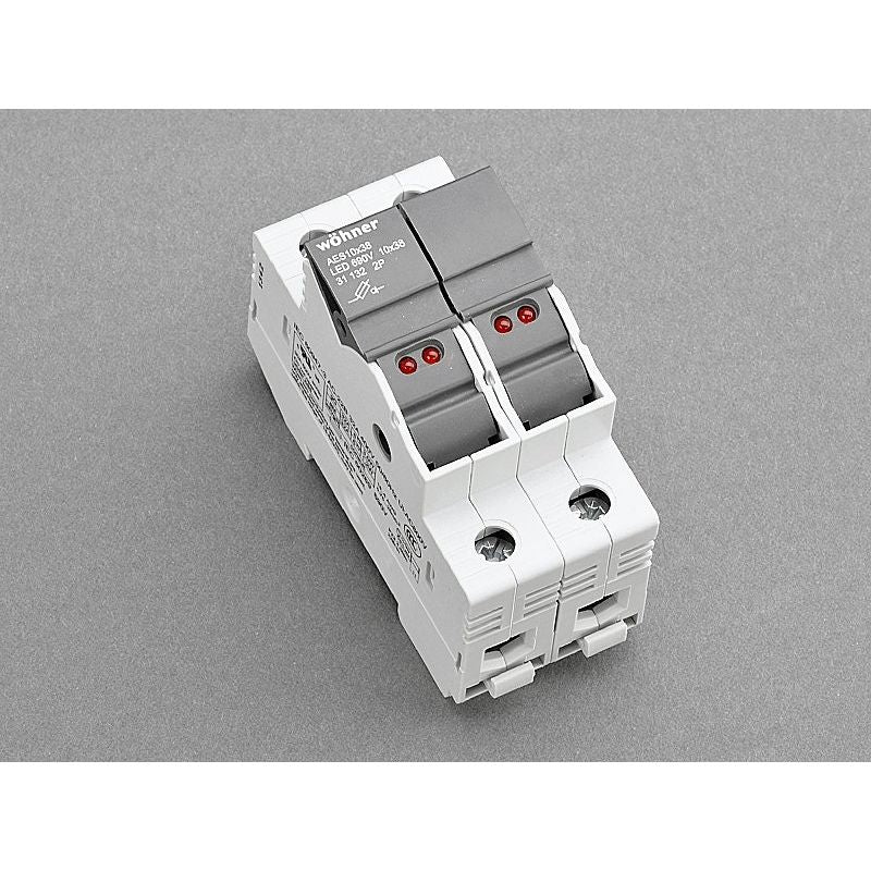 Wöhner - Halter für zylindrische Sicherung Halter mit LED 31132 10x38/2P, 32A − 6 Stück