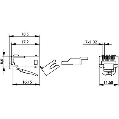 Telegärtner - Modularer Steckverbinder RJ45-Stecker Cat.6 100023019 geschirmt 8-pol. − 1 Stück