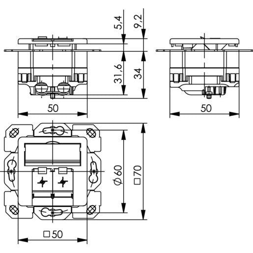 Telegärtner - Kommunikationsanschlussdose Kupfer Anschlussdose aws 100022940 AMJ45 8/8Cat5e/UP50