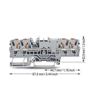 WAGO - Durchgangs-Reihenklemme 4-Leiter-Durchgangsklemme 2202-1801 Drücker,2,5 mm²,grau − 50 Stück