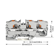 WAGO - Durchgangs-Reihenklemme 3-Leiter-Durchgangsklemme 2210-1301 10qmm, grau − 25 Stück