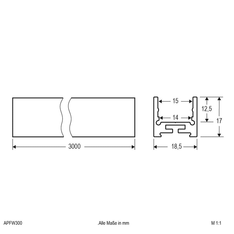 EVN Lichttechnik - Mechanisches Zubehör/Ersatzteile für Leuchten Profil für LED-Stripes APFW300