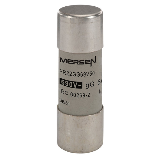 Mersen - Zylindrische Sicherung Sicherungseinsatz zylindr. FR22GG69V50 gG 22x58 50A − 10 Stück