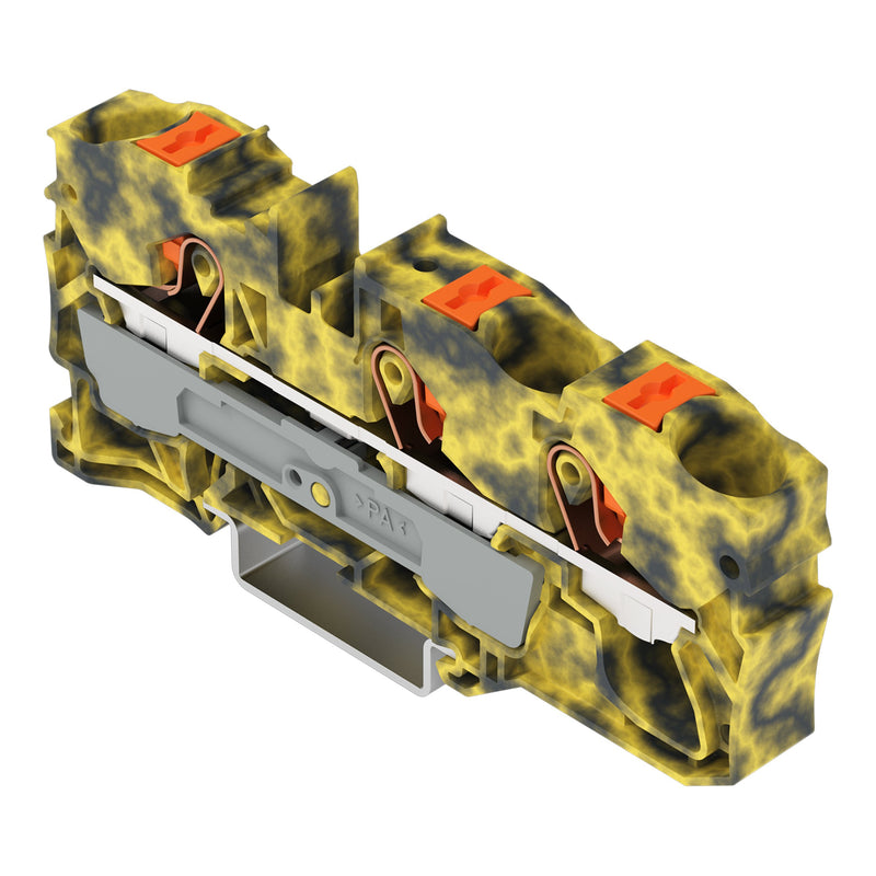 WAGO - Durchgangs-Reihenklemme 3-Leiter-Durchgangsklemme 2210-1301/000-053 Drücker,10mm²,dgr-ge − 25 Stück