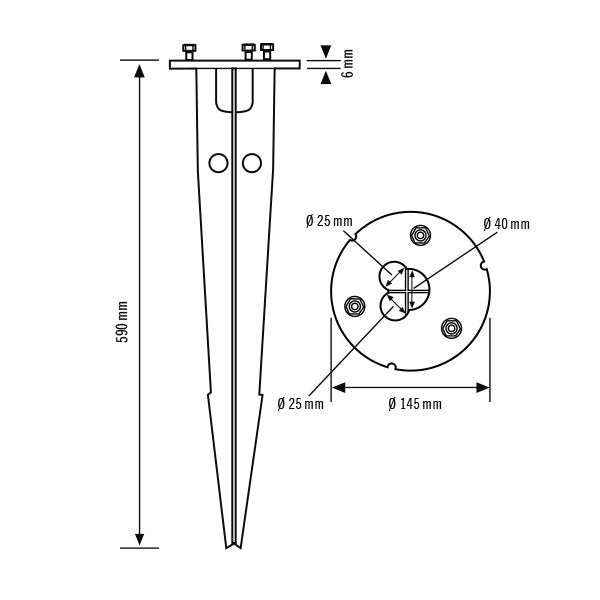 ESYLUX - Mechanisches Zubehör/Ersatzteile für Leuchten Befestigung ALVA GROUND SPIKE170