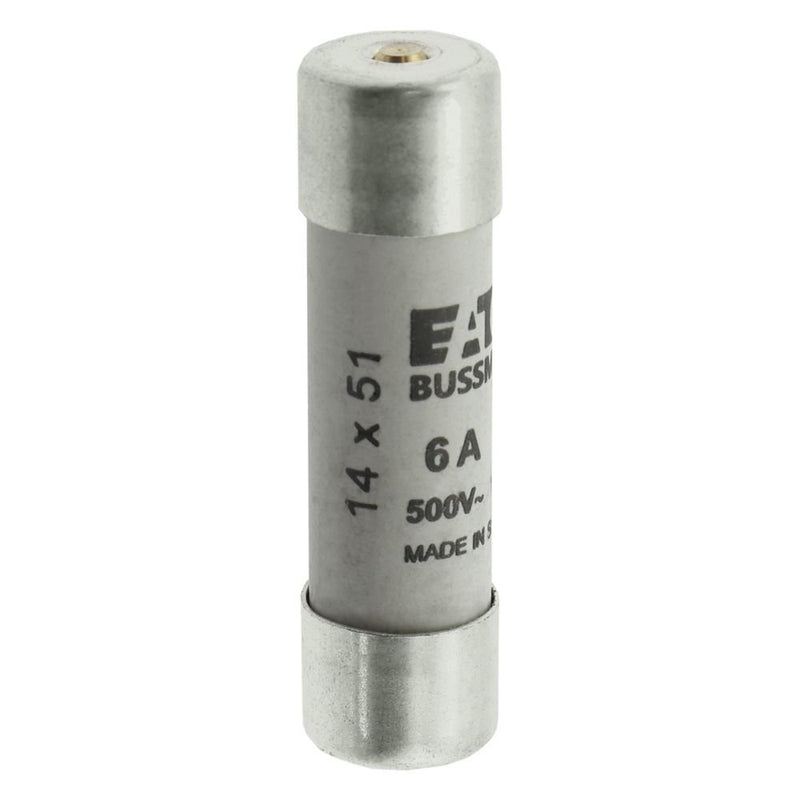 Eaton - Zylindrische Sicherung Sicherungseinsatz Nieders. CYL GG 14,#C14G6S 6A AC 500V 120kA − 10 Stück