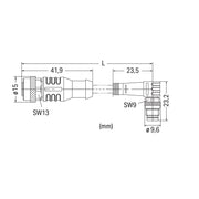 WAGO - Konfektioniertes Sensor-Aktor-Kabel Sensor-/Aktorleitung M12A 756-5502/030-010 Bu.,ax.,M8-St.,wink. − 1 Stück