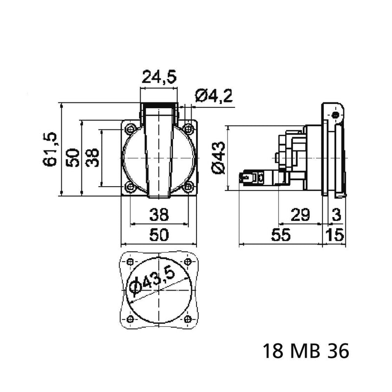 Bals Elektrotech - Schutzkontakt-Anbausteckdose Schutzkont.-Anbausteckdose 7168 16A 3p 250V IP54