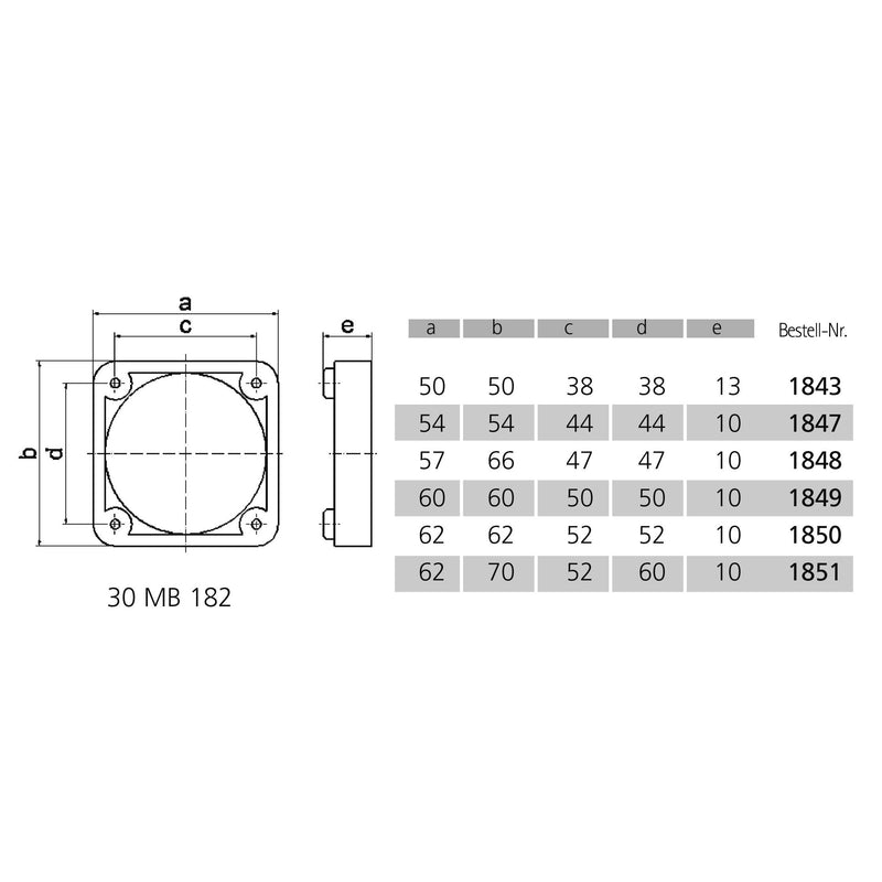 Bals Elektrotech - Zubehör/Ersatzteile für CEE-Steckvorrichtungen (IEC 60309) Montagerahmen 1851