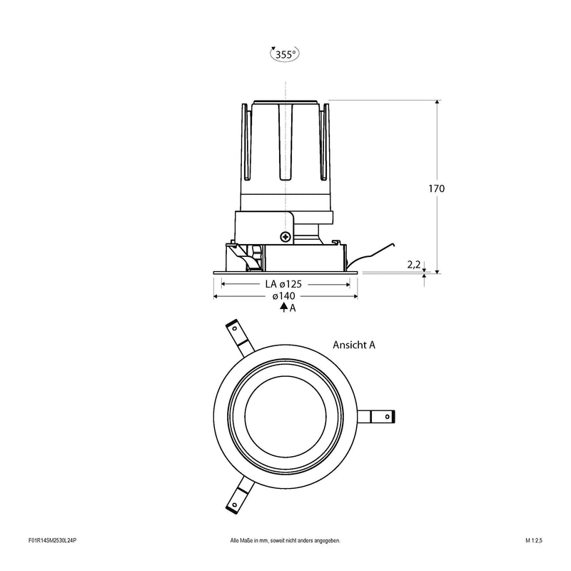 EVN Lichttechnik - Downlight/Strahler/Flutlicht LED-Einbauleuchte modular F01R14SM2530L24P Konfigurationstype
