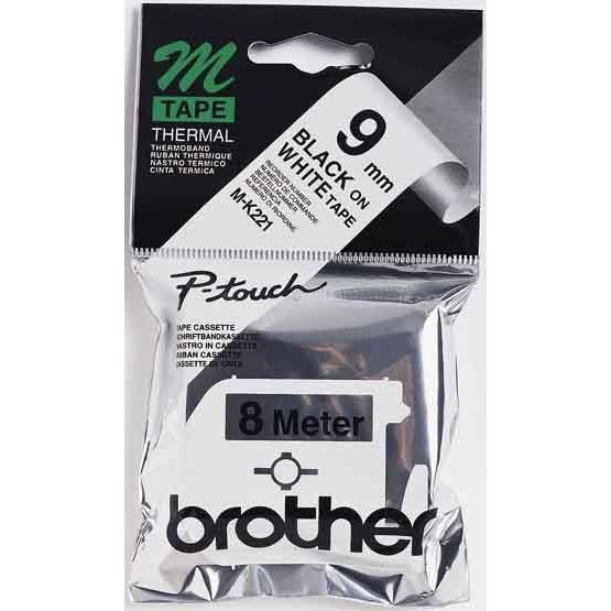 Brother - Schriftband Schriftbandkassette M-K221 BF.weiß/DF.schwarz