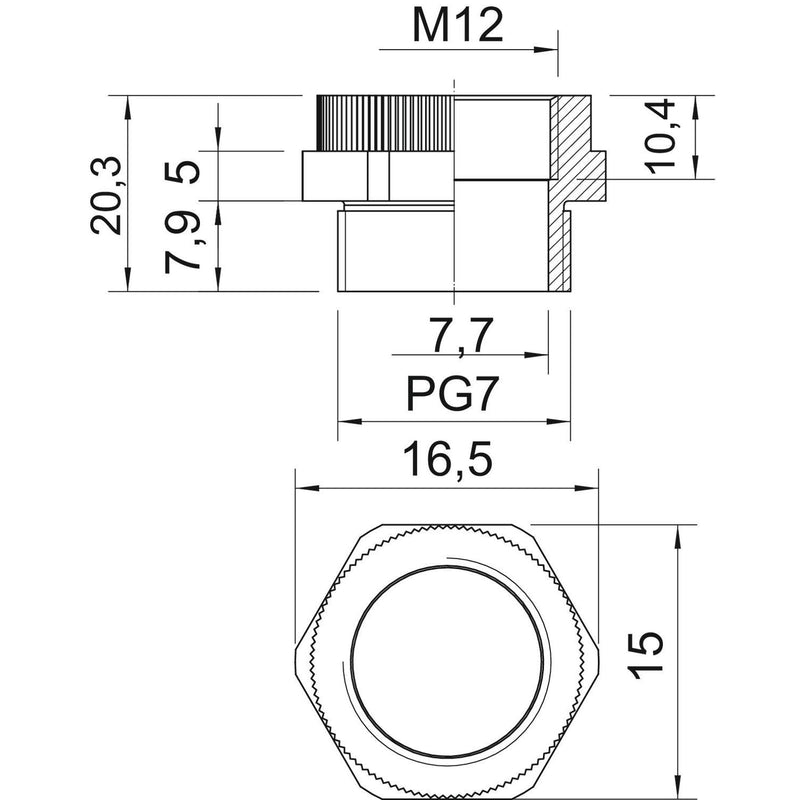 OBO Bettermann - Erweiterungs-/Reduzierring Adapter PG - M 107 ADA PG7-M12 lichtgrau, PG7-M12 − 20 Stück