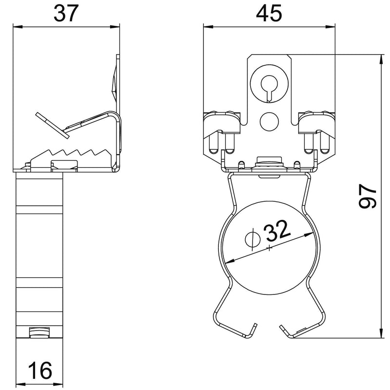 OBO Bettermann - Befestigungsklammer Trägerklammer SCVPC 7-13 D32 m.Rohrauf.u. 30-32mm − 50 Stück