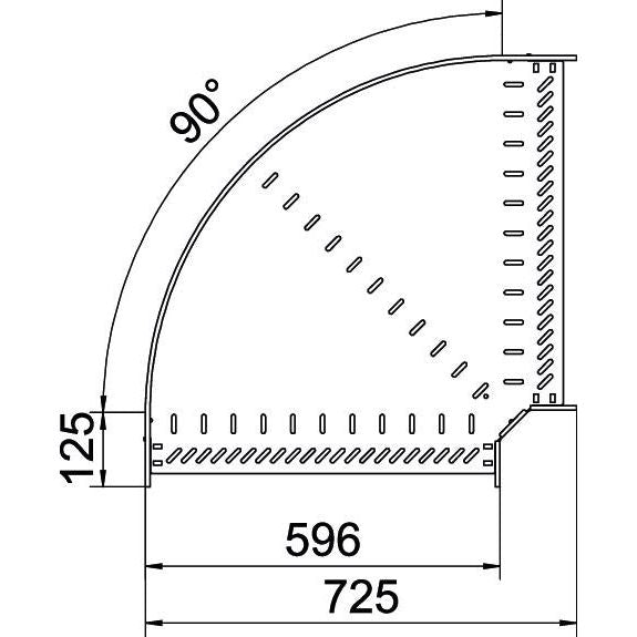 OBO Bettermann - Bogen für Kabelrinne Bogen 90 Grad RB 90 160 FS 110x600 bandverzinkt