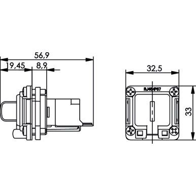 Telegärtner - Modularer Steckverbinder Einbauflansch IP67 100022953 m.AMJ-Kupplung Cat5e