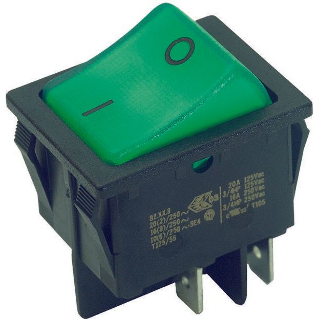 Bachmann - Geräte-Einbauschalter und -taster EB-Wippenschalter 924.097 sw/gn,16(8)A250V 2p