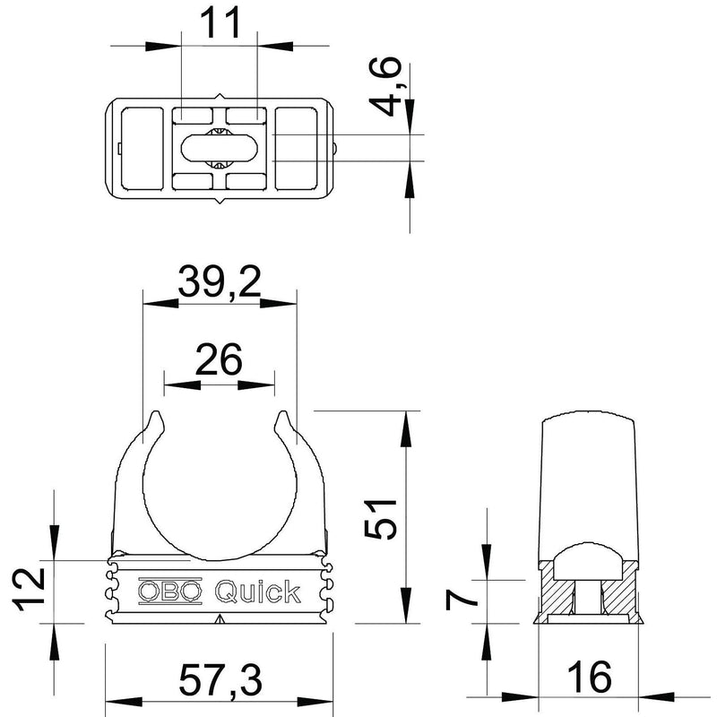 OBO Bettermann - Rohrschelle Quick-Schelle 2955 M40 SW M40 − 50 Stück