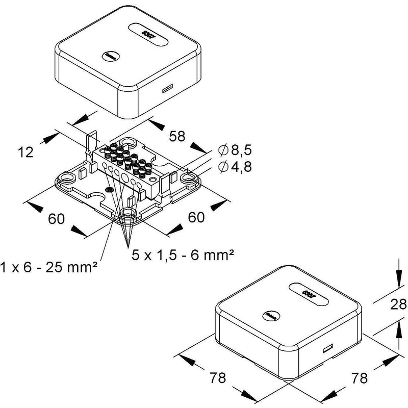HKL - Potentialausgleich-Schiene Potentialausgleichschiene 6307 − 5 Stück