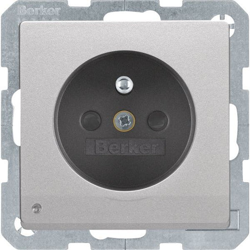 Berker - Steckdose SCHUKO-Steckdose alu/lack 6765106084 LED-Orientier.licht