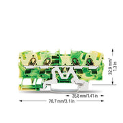 WAGO - Schutzleiter-Reihenklemme Schutzleiterklemme 2004-1407 4-Leiter, TS 35 − 50 Stück