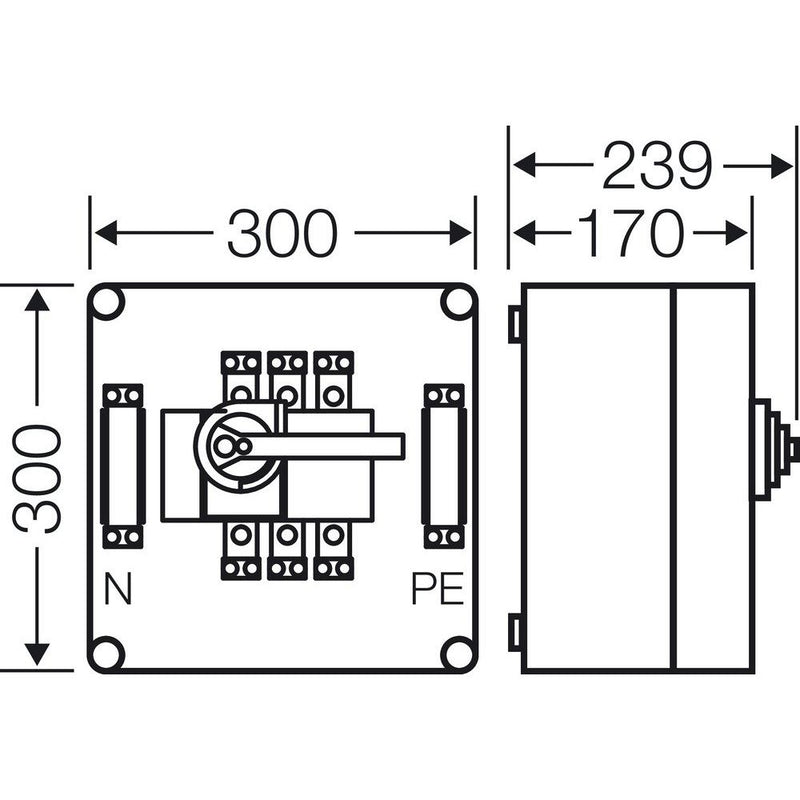 Hensel - Lasttrennschalter Lastschaltergehäuse Mi 7256 160A 3p.+PE+N