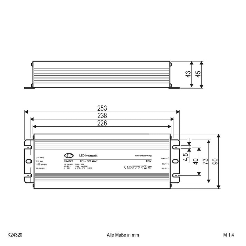 EVN Lichttechnik - LED-Betriebsgerät LED-Netzgerät K24320 24V/DC0,1-320W/230V