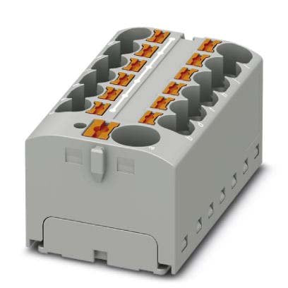 Phoenix Contact - Durchgangs-Reihenklemme Verteilerblock PTFIX 10/12X4-G GY − 8 Stück