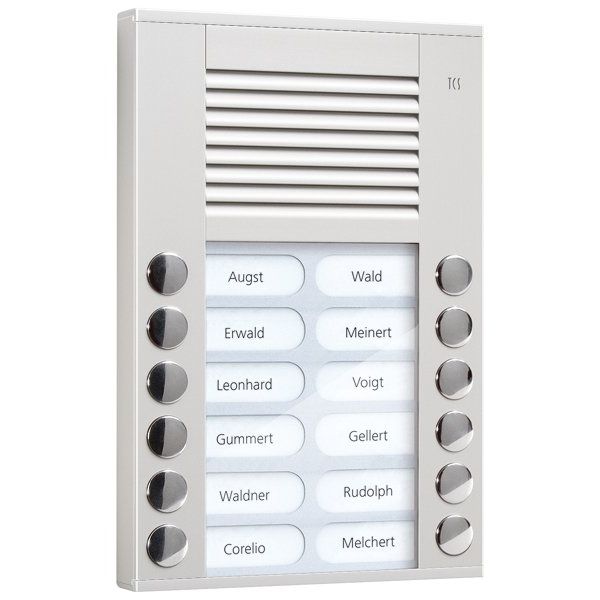 TCS Tür Control - Türstation für Türkommunikation Audioaußenstation 2-reihig PES12-EN/04 12 Tasten AP silber − 1 Stück