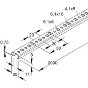 HKL - Stiel/Profilschiene Profilschiene 2761/2 2m lang − 2 Meter
