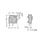 WAGO - Leiterplattenklemme Anreihbare Leiterplattenk. 255-742 Drücker,2,5mm²,dgr − 100 Stück