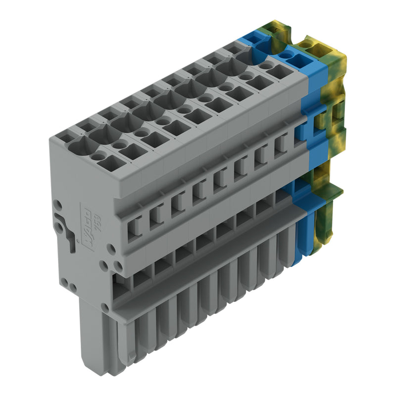 WAGO - Ein- und mehrpolige Klemmenleiste 1-Leiter-Federleiste 769-111/000-038 4mm²,gn-ge/bl/gr − 20 Stück