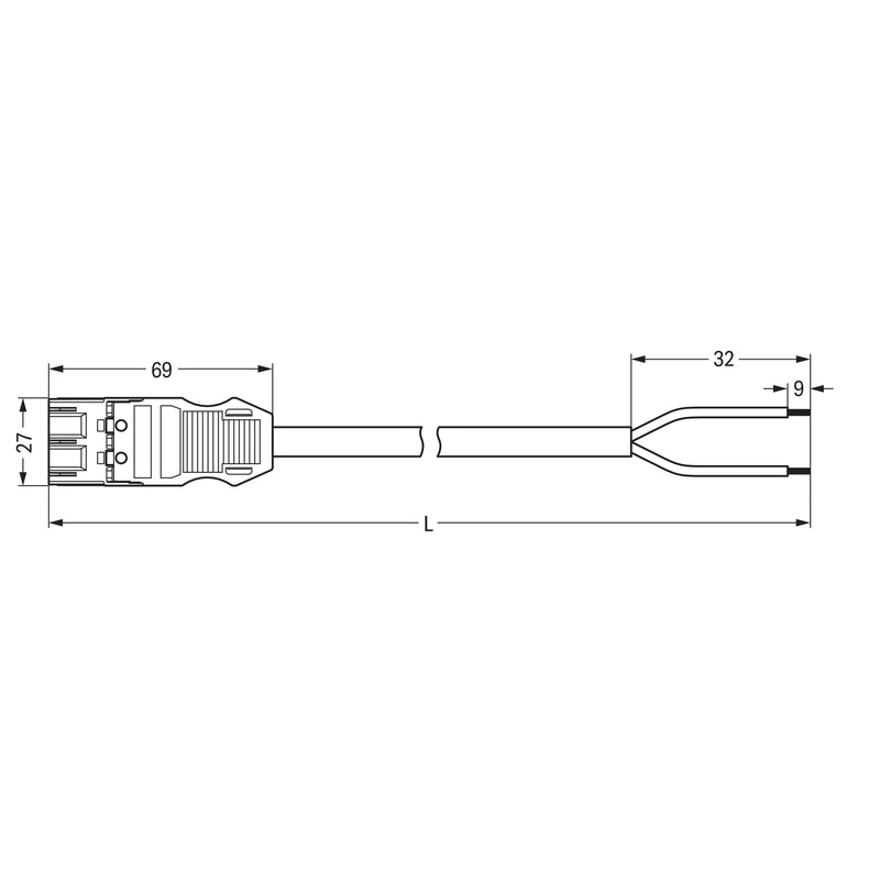 WAGO - Konfektionierte Leitung für steckbare Gebäudeinstallation konfekt. Anschlussleitung 771-5001/230-000 Eca,Stecker