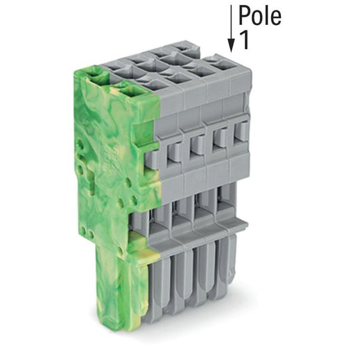 WAGO - Ein- und mehrpolige Klemmenleiste 1-Leiter-Federleiste 769-105/000-037 4mm²,gr/gn-ge − 50 Stück