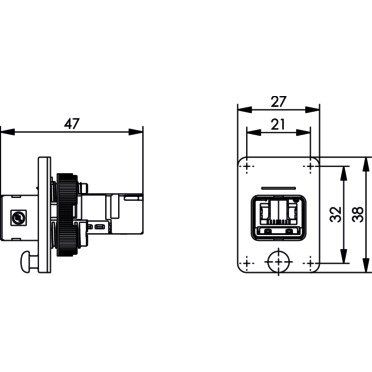 Telegärtner - Modularer Steckverbinder STX V4 Flanschset 100007419 RJ45 Kupplung Cat.6