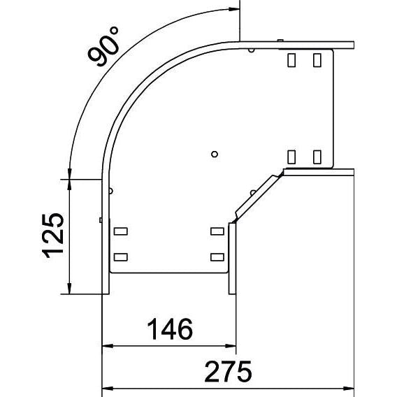 OBO Bettermann - Bogen für Kabelrinne Bogen 90 Grad RB 90 115 FS 110x150 bandverzinkt