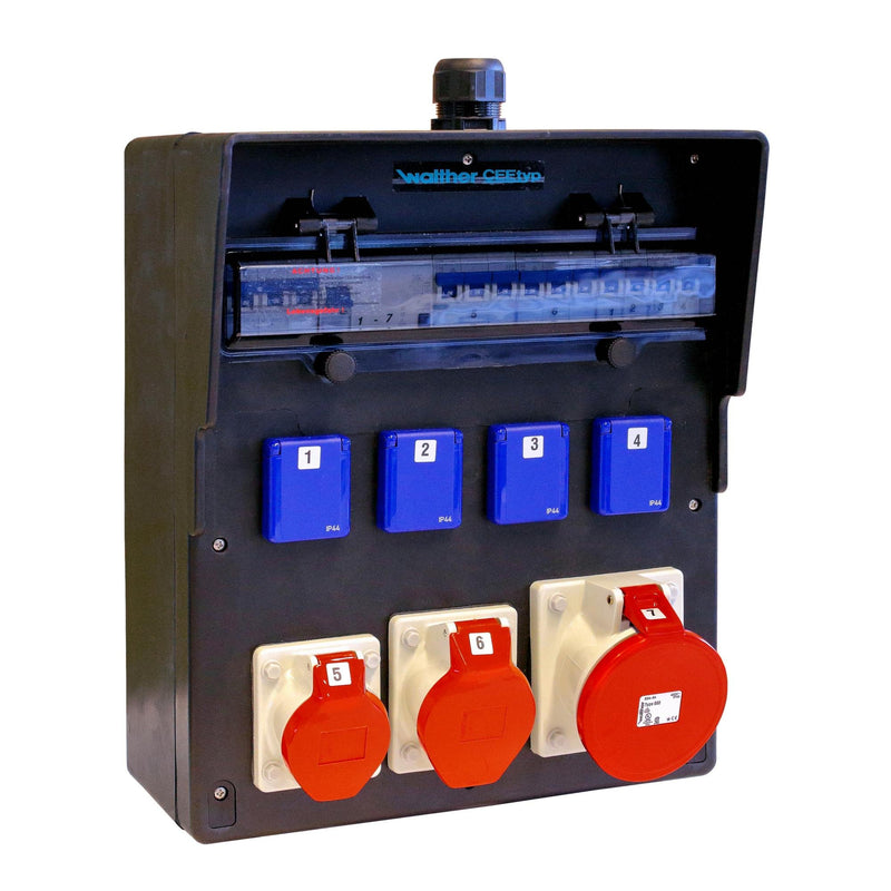 Walther Werke - CEE-Steckdosen-Kombination (IEC 60309) Steckdosenkombination 6484404 Vollgummi, 63A