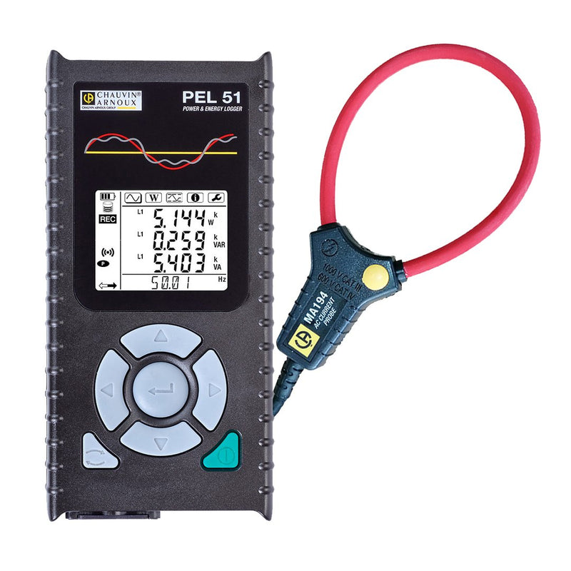 Chauvin Arnoux - Netz- und Leistungsanalysator Leistungs-Energierecorder PEL 51 m. MA194-250