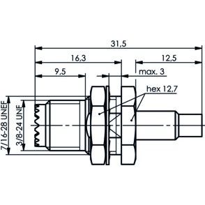 Telegärtner - Koax-Steckverbinder MiniUHF-Einbaubuchse 100024360 cr/crG7(RG316/U) − 5 Stück